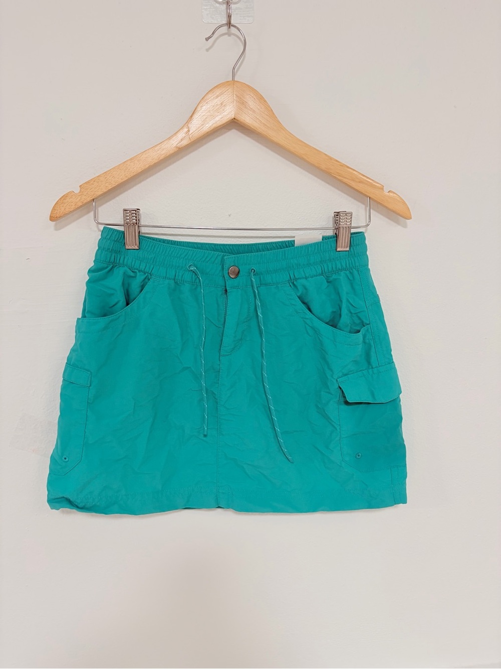 Columbia Sportswear Teal Cargo Pockets Drawstring Skirt Built In Shorts Size XS